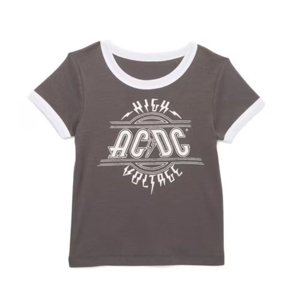 AC/DC Girls Short Sleeve Ringer Graphic Tee Size XS (4-5) Top